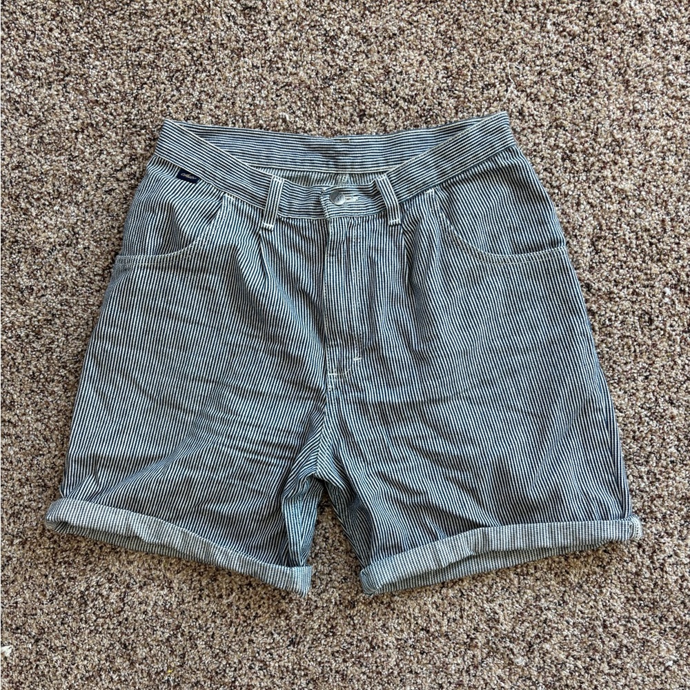 Vintage Striped Denim Jorts Shorts High Waist
